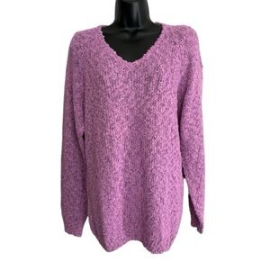 NWT Vintage Collections Deadstock Cozy V-Neck Lavender Knit Sweater Size L